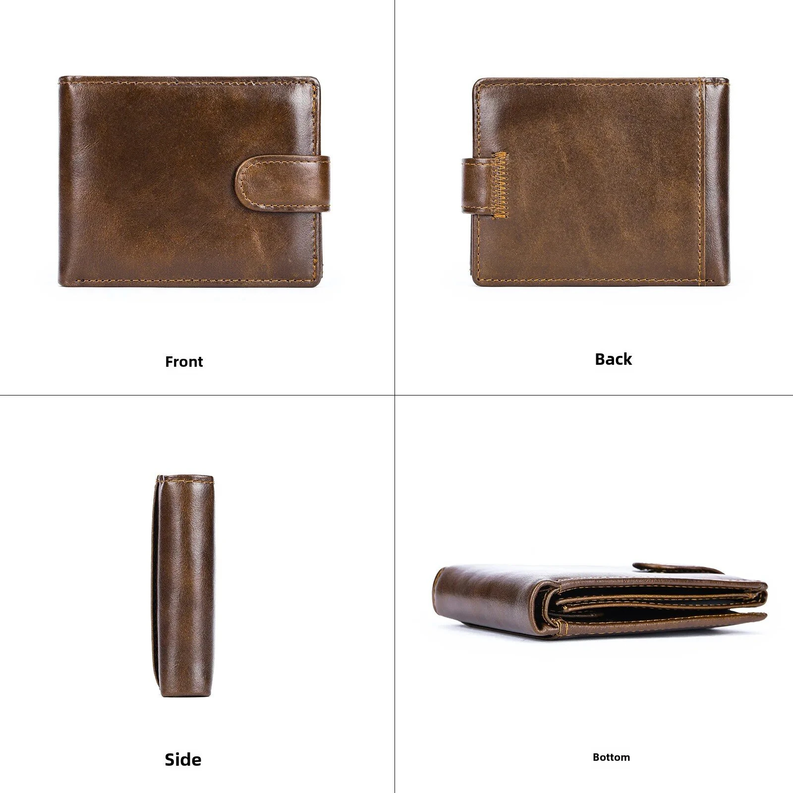 (image for) Ekphero Men's Retro Genuine Leather Wallet, Compact Multi-Card Money Clip, Multi Slot Anti-theft Credit Card Holder Coin Purse